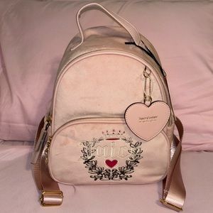 Juicy Couture Pink Diamond Velour Heritage Backpack NWT